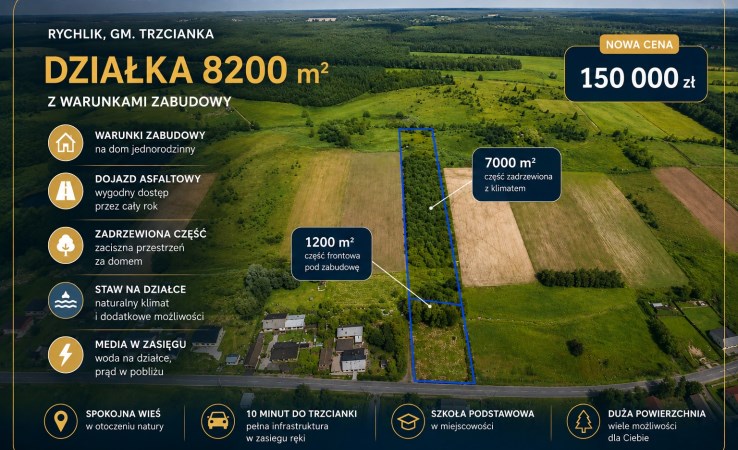 działka na sprzedaż - Trzcianka (gw), Rychlik